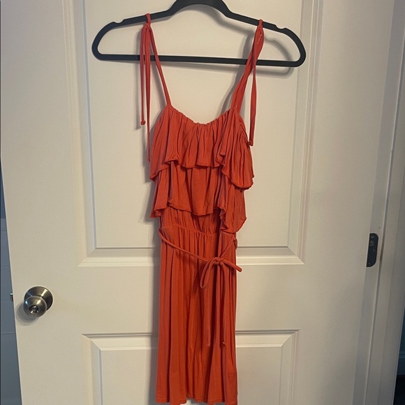 Dresses & Skirts - Ruffled Orange Dress with Tie Straps